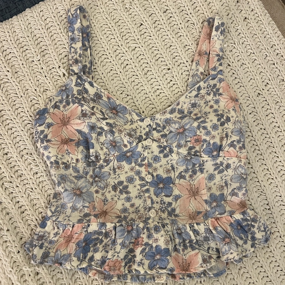Sienna Sky Blue and Pink Floral Blouse